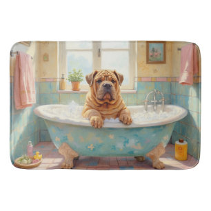 Scherpe hond badtijd Mooie badkamer decoratie Badmat