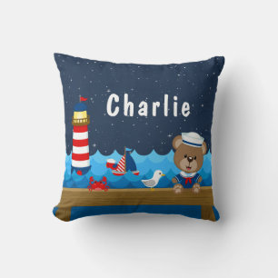 Scherpe Jongens Beer Rood en Marineblauw Kussen