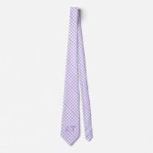 Scherpe Lavendel Gingham Patroon Monogram Stropdas (Voorkant)