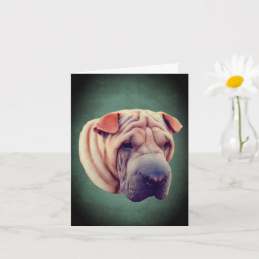 Scherpe Lei Hond Gezicht Notitiekaart (Kleine Plant)