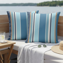 Scherpe Licht Teal Donker Navy Blauwe Witte Strepe