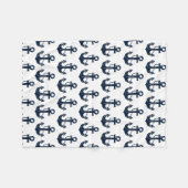 Scherpe Marine Blau Anker Fleece Deken (Voorkant (Horizontaal))