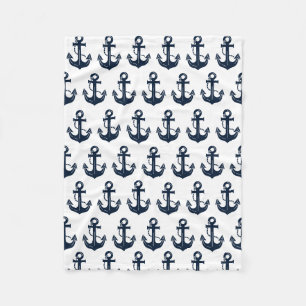 Scherpe Marine Blau Anker Fleece Deken