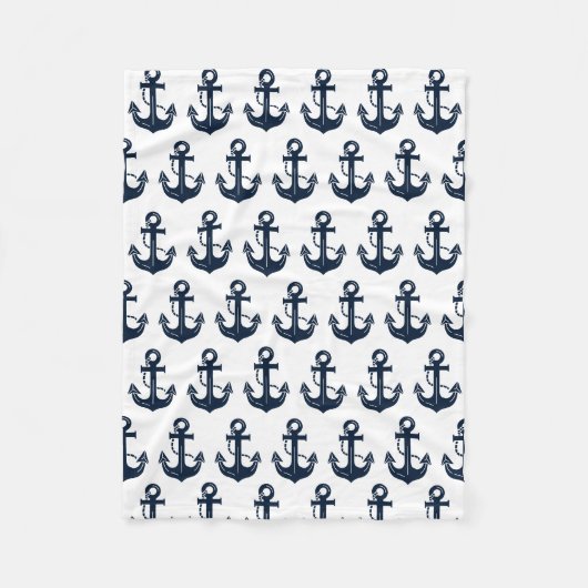 Scherpe Marine Blau Anker Fleece Deken (Voorkant)