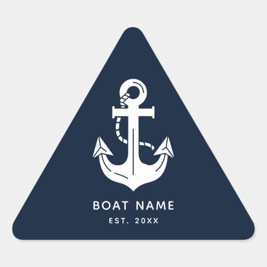 Scherpe marine blauwe bootnaam sticker (Voorkant)