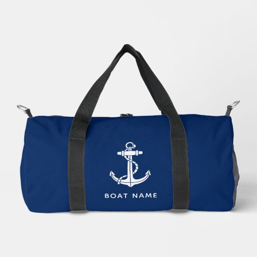Scherpe Marineblauwe Bootnaam Op Maat Plunjezak (Voorkant)