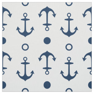Scherpe marineblauwe en witte ankerpatroon stof