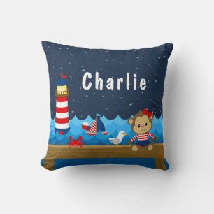 Scherpe Meisjes Aap Rood en Marineblauw Kussen