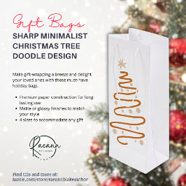 Scherpe Minimalistische Kerstboom Doodle Cadeautas