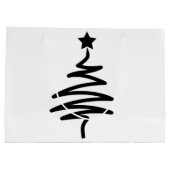 Scherpe Minimalistische Zwarte Kerstboom Cadeautas (Achterkant)