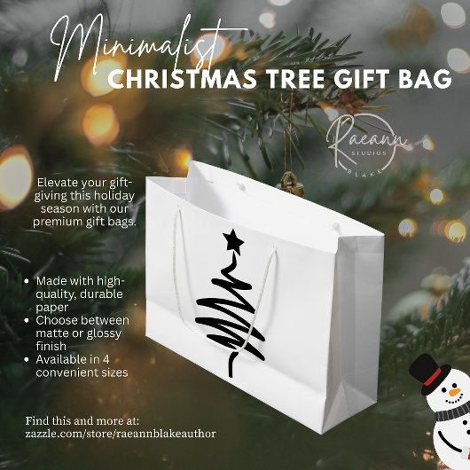 Scherpe Minimalistische Zwarte Kerstboom Cadeautas
