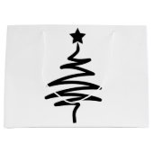 Scherpe Minimalistische Zwarte Kerstboom Gift Bags Groot Cadeauzakje (Voorkant)