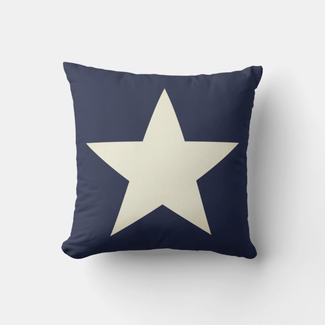 Scherpe Navy Blau & Crème Ster Kussen (Voorkant)