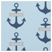 Scherpe Navy Blau Gepersonaliseerde Naam Boot Anke Stof (Close Up)