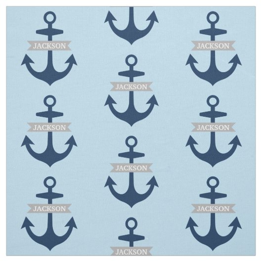 Scherpe Navy Blau Gepersonaliseerde Naam Boot Anke Stof (Swatch)