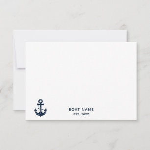 Scherpe Navy Blau Maatwerk Bootnaam Bedankkaart