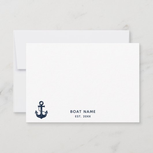 Scherpe Navy Blau Maatwerk Bootnaam Bedankkaart (Voorkant)