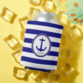 Scherpe Navy Blau Witte Strepen met Anker Blikjeskoeler