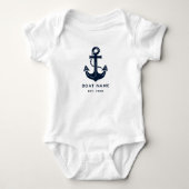 Scherpe Navy Blauwe Aangepaste Bootnaam Romper (Voorkant)