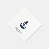 Scherpe Navy Blauwe Aangepaste Bootnaam Servet (Hoek)