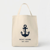 Scherpe Navy Blauwe Aangepaste Bootnaam Tote Bag (Voorkant)