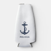 Scherpe Navy Blauwe Anker Boot Naam Flesjeskoeler (Voorkant)