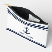 Scherpe Navy Blauwe Anker Boot Naam Op Maat Etui (Open)