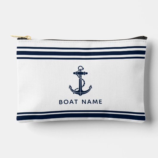Scherpe Navy Blauwe Anker Boot Naam Op Maat Etui (Voorkant)