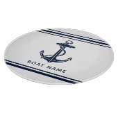 Scherpe Navy Blauwe Anker Boot Naam Op Maat Snijplank (Hoek)