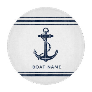 Scherpe Navy Blauwe Anker Boot Naam Op Maat Snijplank