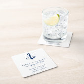 Scherpe Navy Blauwe Anker Monogram Save the Date Kartonnen Onderzetters (Insitu)