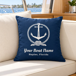 Scherpe Navy Blauwe Anker Touw Boot Naam Kussen