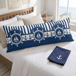 Scherpe Navy Blauwe Anker Zeilen Lichaamskussen