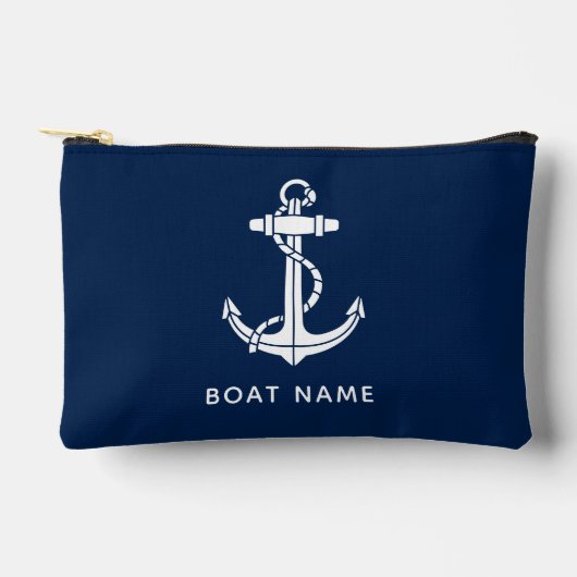 Scherpe Navy Blauwe Bootnaam Aangepaste Swag Etui (Voorkant)