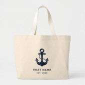 Scherpe Navy Blauwe Bootnaam Anker Grote Tote Bag (Voorkant)