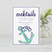 Scherpe Navy Groene Anker Cocktail Party  Kaart (Staand voorkant)