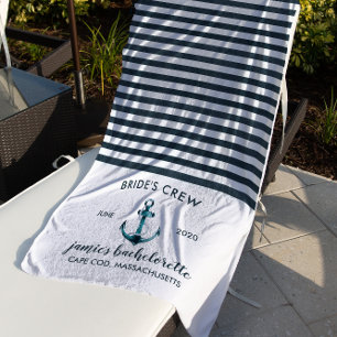 Scherpe Navy & Witte Bachelorette Weekend Strandlaken