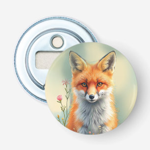 Scherpe ogen van een sluwe rode vos button flesopener