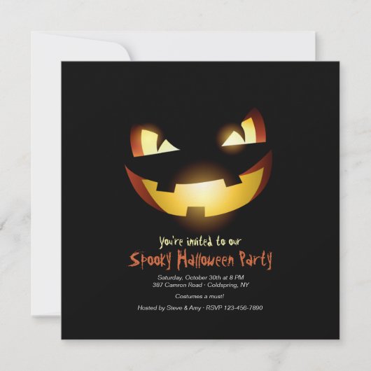 Scherpe Pompoen Halloween Uitnodiging (Voorkant)