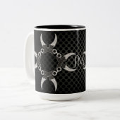 Scherpe randen Monogram Gebogen bladen Tweekleurige Koffiemok (Voorkant links)