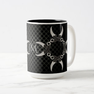 Scherpe randen Monogram Gebogen bladen Tweekleurige Koffiemok