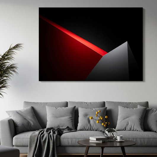 Scherpe Rode en Grijze Abstracte Minimalis Poster