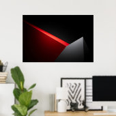 Scherpe Rode en Grijze Abstracte Minimalis Poster (Thuiskantoor)