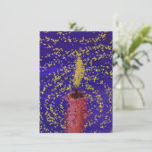 scherpe rode kaars blauwe achtergrond  vakantiekaa feestdagenkaart (Staand voorkant)