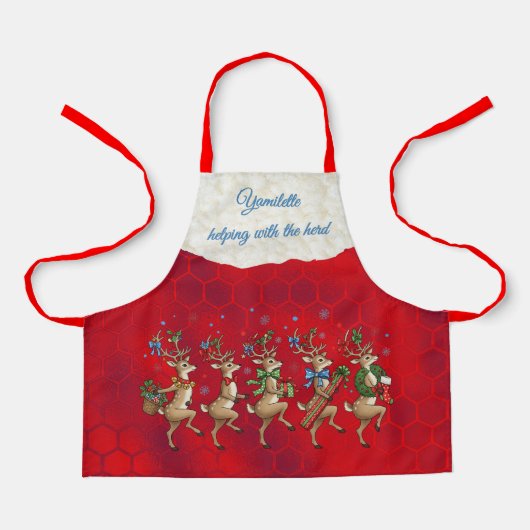Scherpe Rode Rendier All-Over Print Schort (Voorkant)