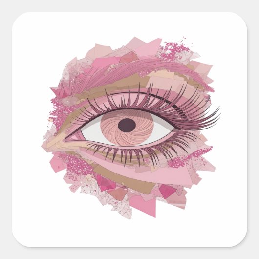 Scherpe Roze Abstract Sticker Grafisch (Voorkant)