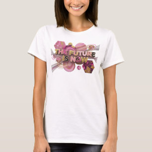 Scherpe Roze DE TOEKOMST IS NU Tekst Ontwerp T-shirt