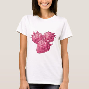 Scherpe Roze DRIE ROZE KRISTALLEN AARDBEIEN T-shirt
