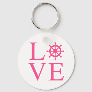 Scherpe Roze Fuchsia Scheepswiel Liefde Sleutelhanger