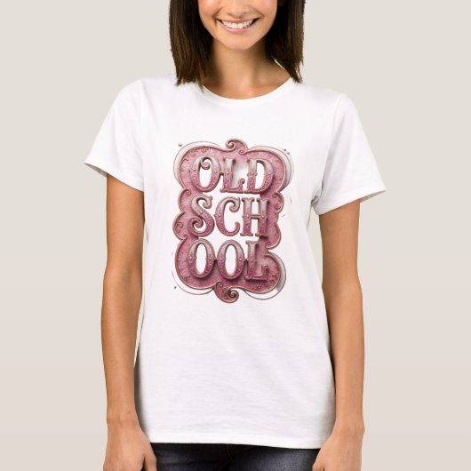Scherpe Roze OLD SCHOOL Maatwerk Design T-shirt (Voorkant)